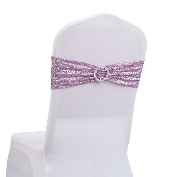 kjfeif Chair Sashes Sequin Stretchy Spandex Bands Decorative Bows One-Sided Sequins Decor for Romantic Wedding Party Home Chair Cover Sash Decorations