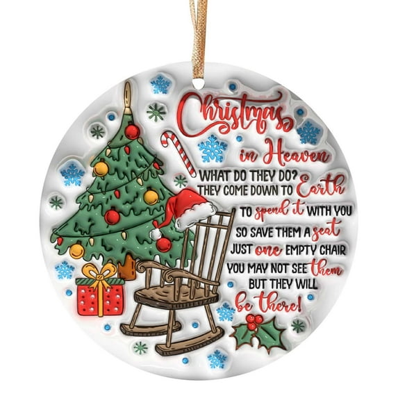 kjfeif Christmas Decorations, 1Pcs Christmas Round Pendant Cute and Fun Christmas Wood Pendant Creative Circular Christmas Tree Pendant,3.15inch