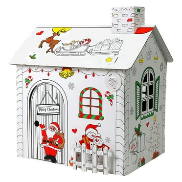 kjfeif Christmas Playhouse Cardboard Coloring House Build & Color Playhouse Diy Life Size House for Kids Holiday Craft Activity Gift Decorate , Xmas Stocking Stuffers Birthday Gifts