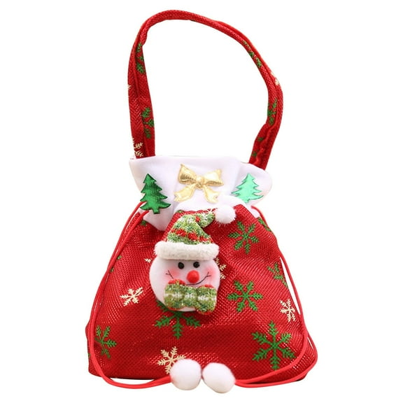 kjfeif Christmas Velvet Santa Bags with Drawstring and Handle,Large Santa Christmas Sack Gift Candy Bags Santa Gift Sack, 9.4 inches