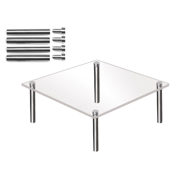 kjfeif Clear Acrylic Cake Display Stand Square Metal Support Shelf,Ideal for Crispy, Evenly Baked Pizzas , Reusable Professional Nonstick Tray,Easy Clean for Cookie/Cake/Pastry/Torte