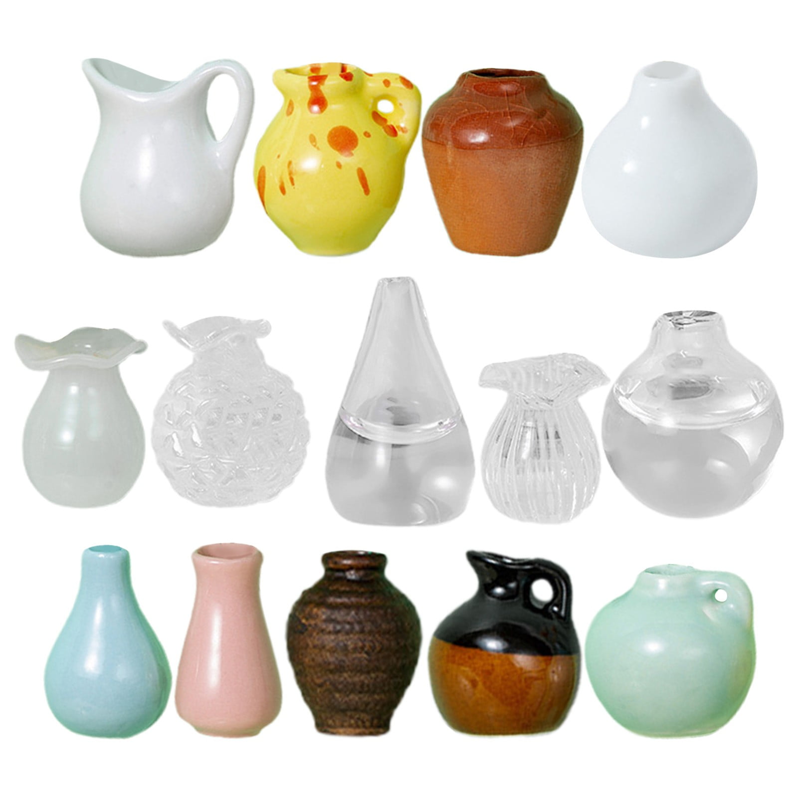 kjfeif 12PCS Mini Vase Magnets, Mini Ceramic Vase Refrigerator Magnets, 3D Ceramic Flower Vase Cute Plant Vase Fridge Magnets Kitchen, Office Decoration