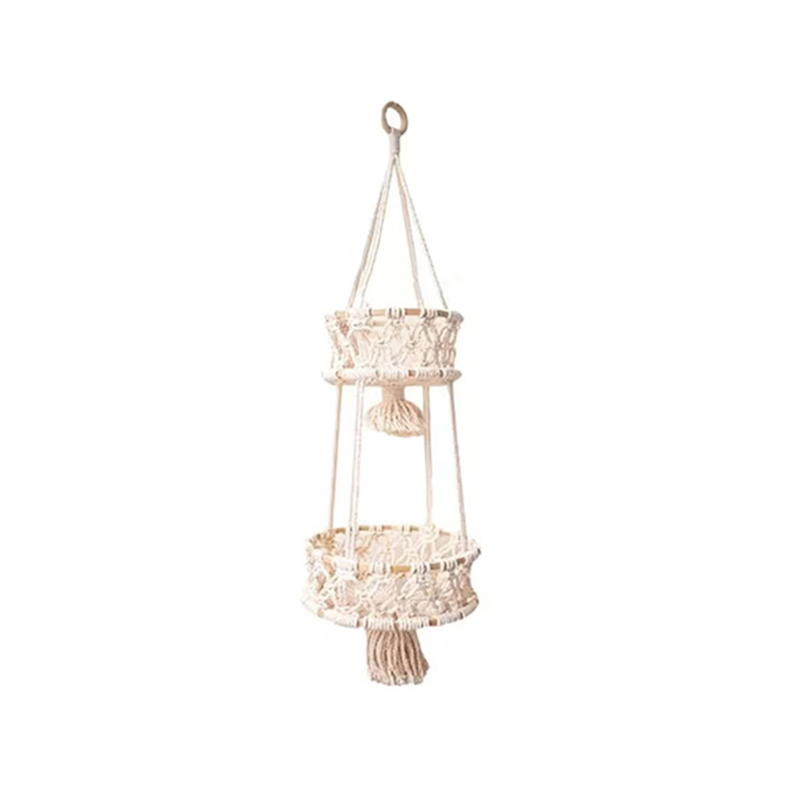 kjfeif 3-Tier Macrame Hanging Fruit Basket - Boho Kitchen Storage for ...