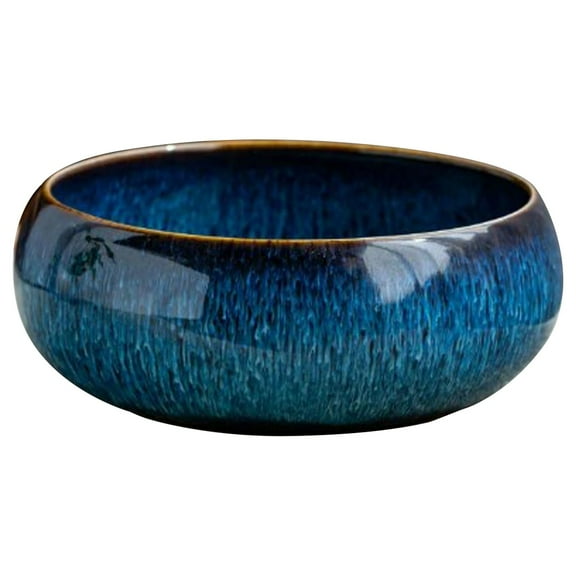 kjfeif Large Ceramic Hydroponic Bowl Planter - Flow Glaze Bonsai Water Garden Pot for Indoor Aquatic Plants, Tabletop Zen Decor & Modern Home Centerpiece