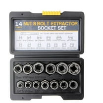 kjfeif Remover Tool Set 14 Piece Nut Remover Screw Extractor Tool Set ( Box Set)Hex Adapter, and Bolt Remover Tool for Damaged, Rusted, or Rounded-Off Bolts, Nuts, and Screws