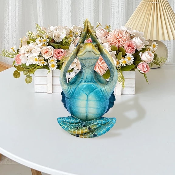 kjfeif Sea Turtle Meditation Yoga Decor , Garden Figurine Sea Turtle Meditating Beach Decorations Zen Yoga Resin Sea Turtle Statue for Home Office Decorations