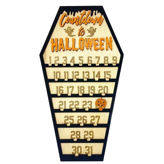 kjfeif Countdown Hall-oween Calendar 2023 Hall-oween Coffin Calendar DIY Moving Wooden Block Calendar Advent Calendar, Pumpkin Hall-oween Home Decor Holiday Xmas Ornament 