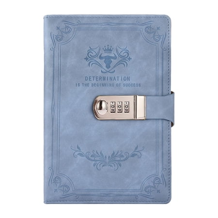 kjfeif Diary with Lock, A5 PU Leather Journal with Lock , Vintage Lock Journal Password Protected Notebook with Pen & Gift Box, Lock Diary Planner Organizer for Men and Women, 8.6x5.8in