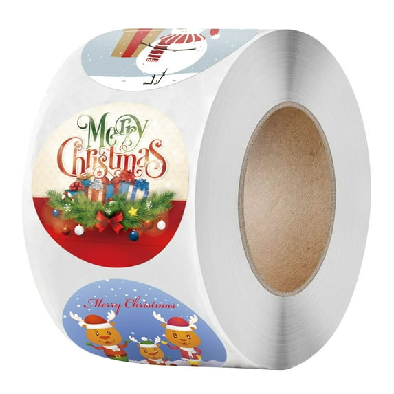 kjfeif Dot Stickers Christmas Stickers,Round Roll 1/1.5 Baked Inch Roll Stickers with Christmas / 500 Natural Labels Per Wall Sticker