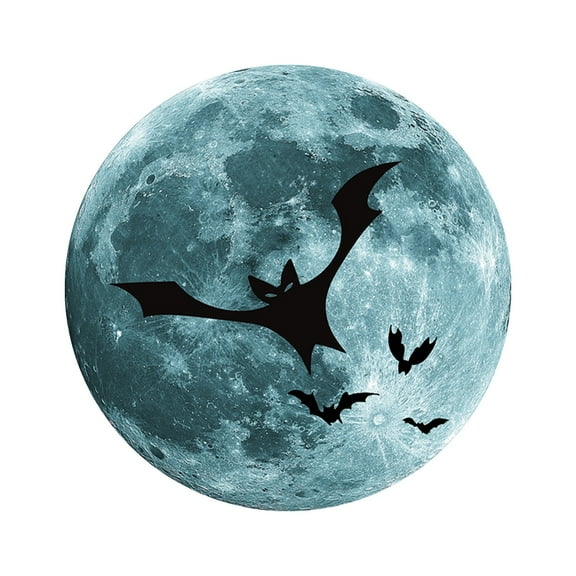 kjfeif Halloween Bat Moon Luminous Wall Sticker Self Adhesive Fluorescent Cartoon Sticker Children's Room Decoration Festival Wall for Bedroom Children's Room Living Room Ceiling 7.9 x 7.9 inches