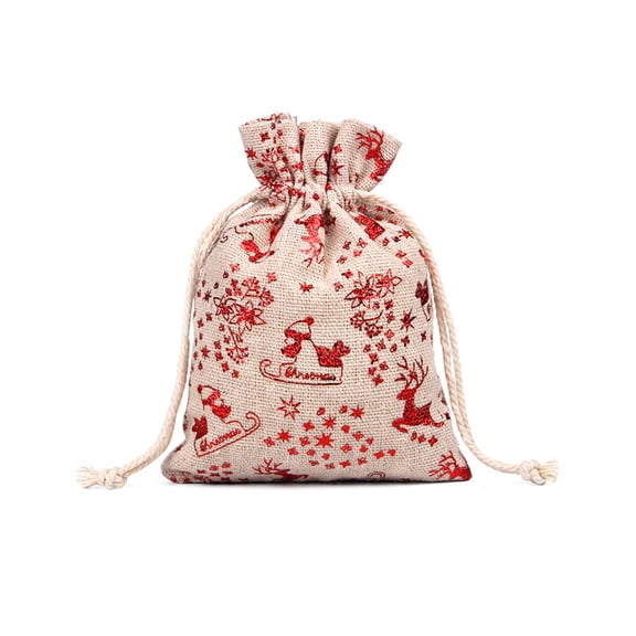 kjfeif Christmas Drawstring Pocket Snowflake Cotton Linen Gift Bag Linen Candy Storage Bag for Winter Xmas Birthday Party Favors Decor