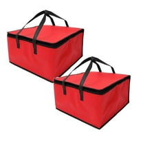 kjfeif Insulated Food Delivery Bag, XXXL Pizza Delivery Bags for Hot and Cold Food, Commercial, Large Capacity Reusable Warming Bag, Catering Cooler Bag for Doordash (Red, 2PCS)