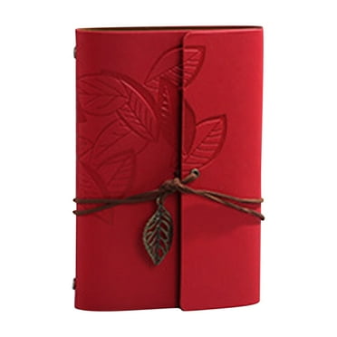 kjfeif Leather Writing Journal Notebook, Vintage Blank String Diary Notepad Sketchbook Travel to Write in, Unlined Paper, Retro Pendants, Classic Embossed 4.13*5.71in