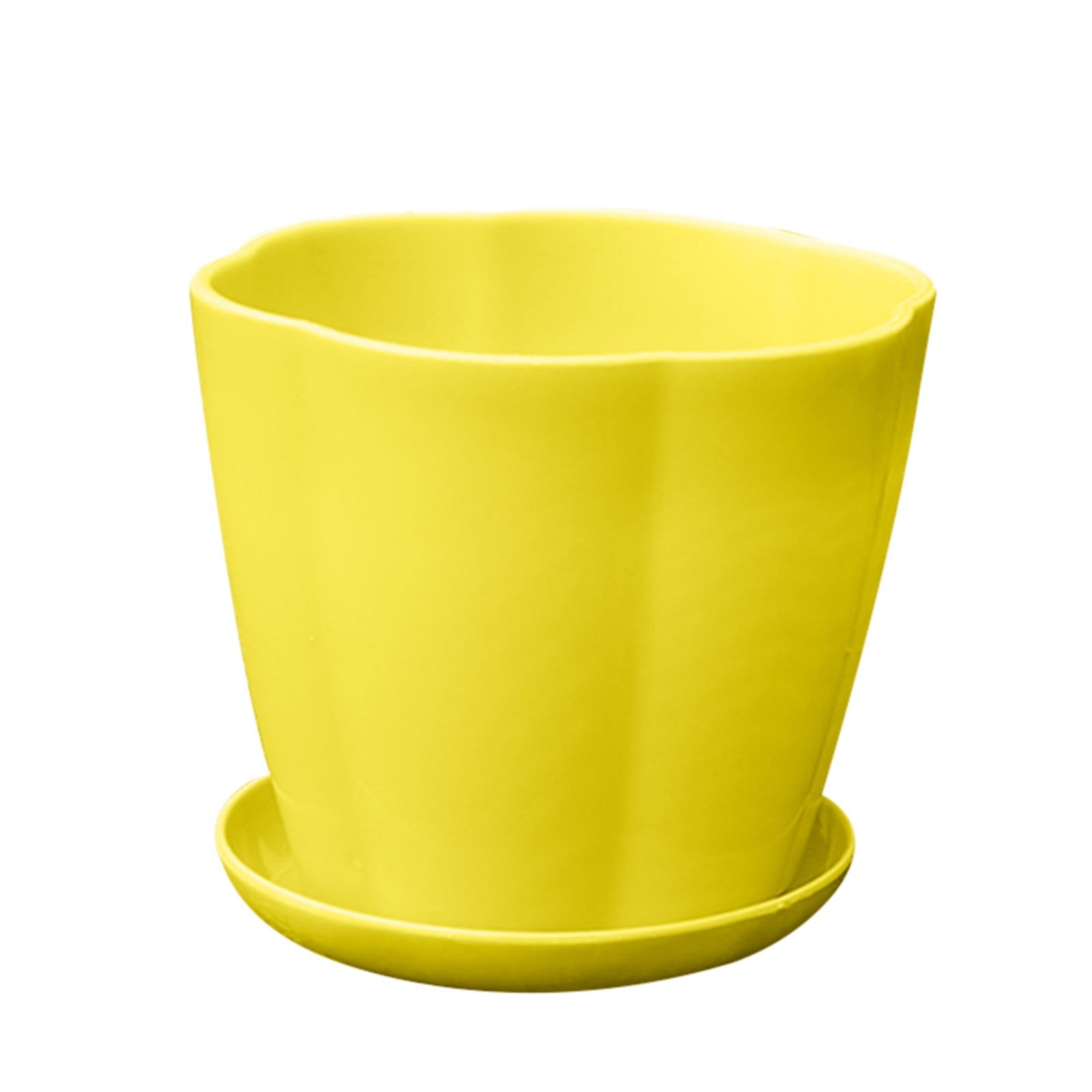 7 Inch Ceramic Plant Pot With Drainage Hole & Saucer - Brown Decorative Planter For Indoor Plants, Succulents, Snake Plant