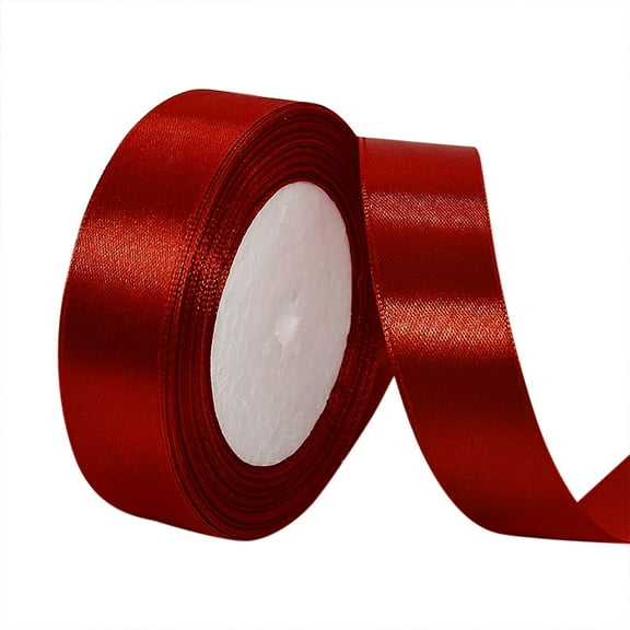 kjfeif Red Satin Ribbon 1 inch x 24 Yards, Fabric Silk Christmas Ribbon for Gift Wrapping, Flower Bouquet Accessories, Crafts, Hair Bows Making, Wreaths, Wedding Party Decoration, Sewing Projects ﻿