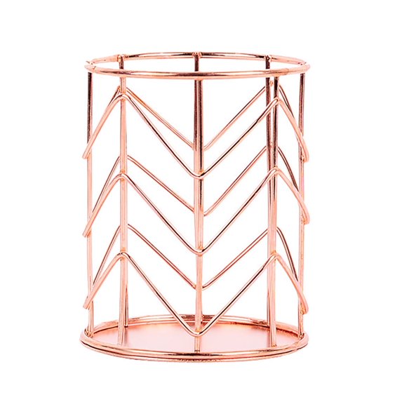 kjfeif Round Office Pen Holder Desk Organizer Accessories Metal Gold Makeup Brush Round Pencil Storage Tube Desktop Stationery Supplies box