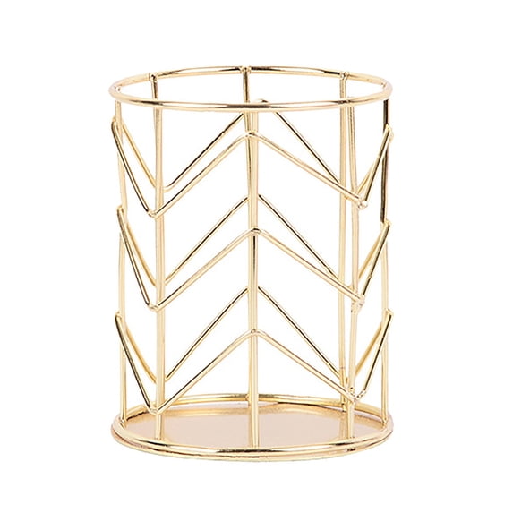 kjfeif Round Office Pen Holder Desk Organizer Accessories Metal Gold Makeup Brush Round Pencil Storage Tube Desktop Stationery Supplies box