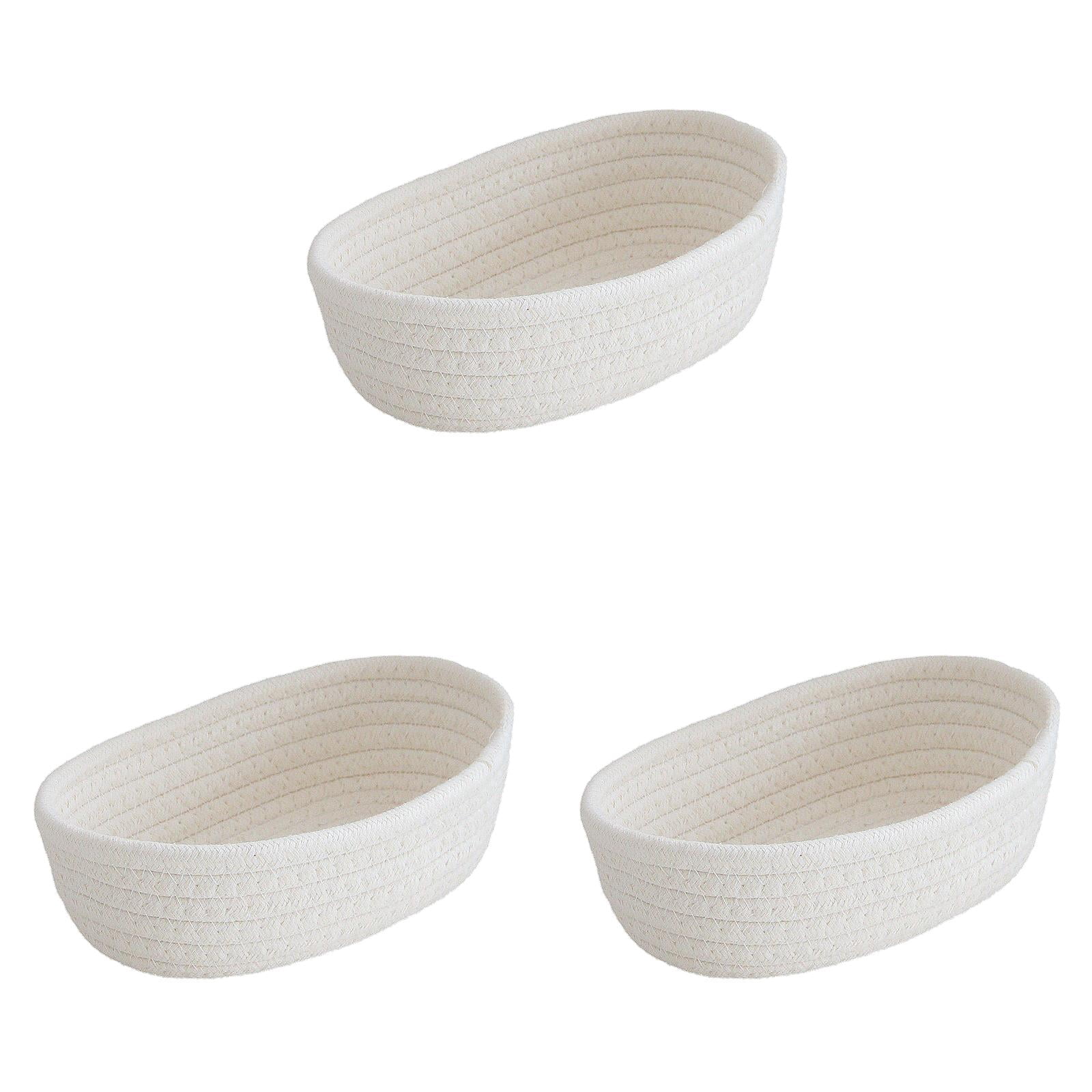 kjfeif Small Woven Basket, Mini Cotton Rope Storage Basket, Tiny Easter Basket, Shelf Basket, Oval Decorative Toy Dog Cat Basket for Nursery, Kids Room, Empty Gift Basket, 11.8" x 6.69" x 3.67"