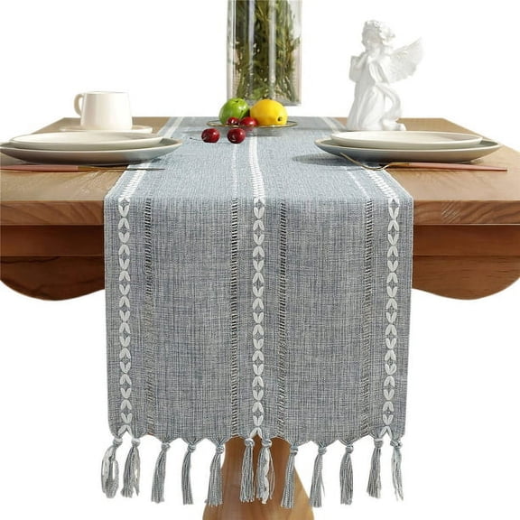 kjfeif Table Flag Cotton Linen Table Cloth Handmade Fringe Table Mat Home Long Table Decorative Cloth for Family Dinner, Banquet, Parties and Celebrations