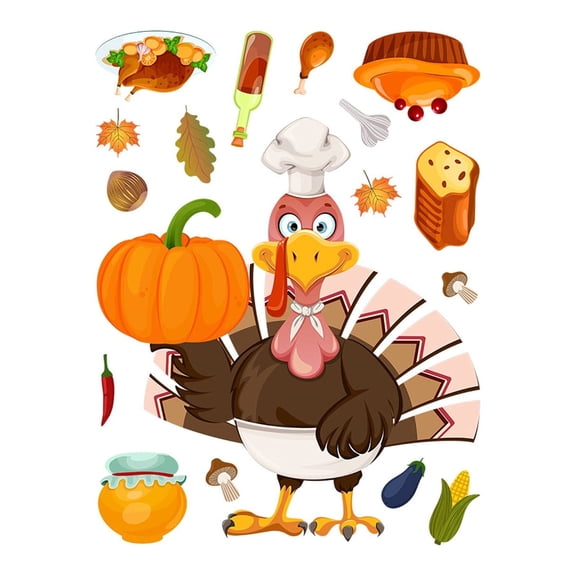 kjfeif Thanksgiving Window Clings Maple Leaves Window Static Stickers Decals Fall Turkey Pumpkin Design Decoration for Home Office Classroom