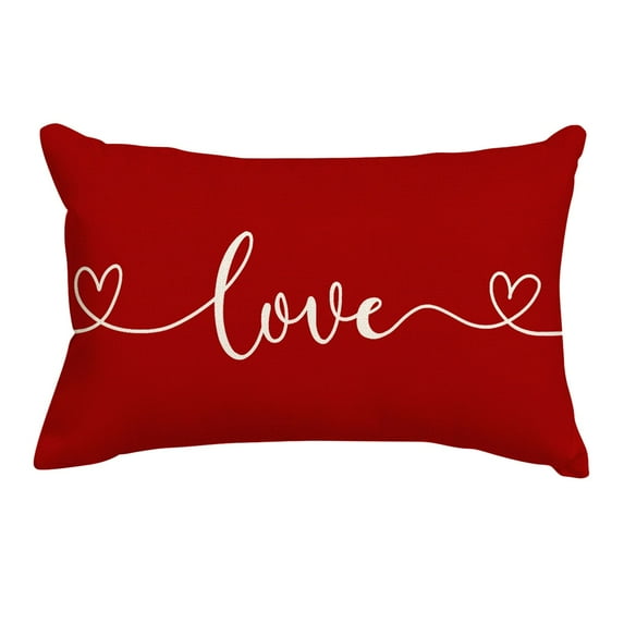 kjfeif Valentines Day Lumbar Pillow Covers 12X20 Inch Red Heart Valentine's Day Decorative Rectangular Pillow Cases Cute Holiday Throw Pillows Home Decor for Sofa Porch Couch Outdoor