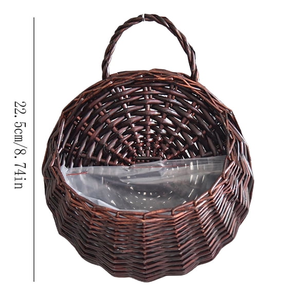 kjfeif Wall Fence Hanging Planter Handmade Rattan Basket Hand Made Wicker Rattan Flower Basket Flower Pots Hanger Garden Decoration Indoor Outdoor Watering Hanging Baskets