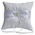 thumbnail image 1 of kjfeif Wedding Ring Pillow, 3.9 Inch White Wedding Ring Pillow with Ribbon, Rhinestones Hollow Double Heart Shaped Bridal Ring Pillow Ring Cushion for Wedding Party Decoration Supplies, 1 of 4