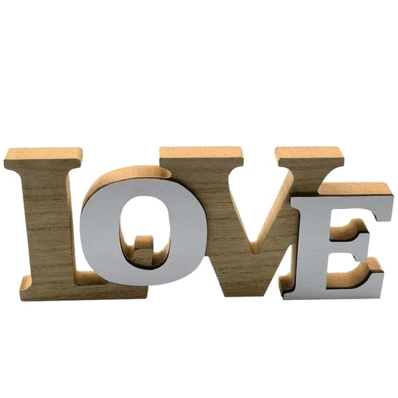 kjfeif Wooden Love Sign Rustic Wall Decor Freestanding Word Arts for Home Bedroom Living Room Decor Tabletop Decoration– Anniversary or Valentine’s Gift