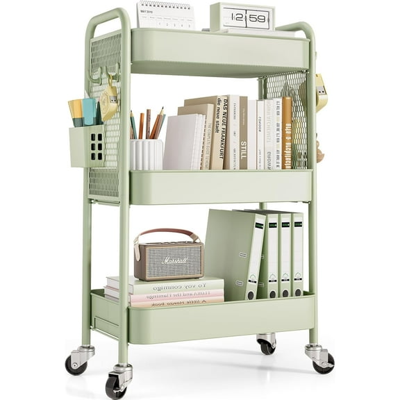 Rolling Utility Cart 3 Tier Metal Storage Organizer
