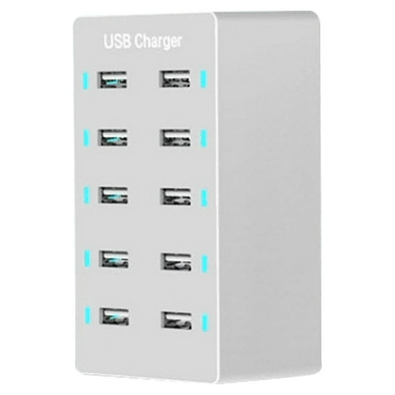 kkbbma under $5 10 Port USB Charger, 10 Port USB Plug Charger, Multi Port Fast Charging Station for Mobile Phones Tablets, USB Hub Charger, Desktop Charger, Multiple USB Charger