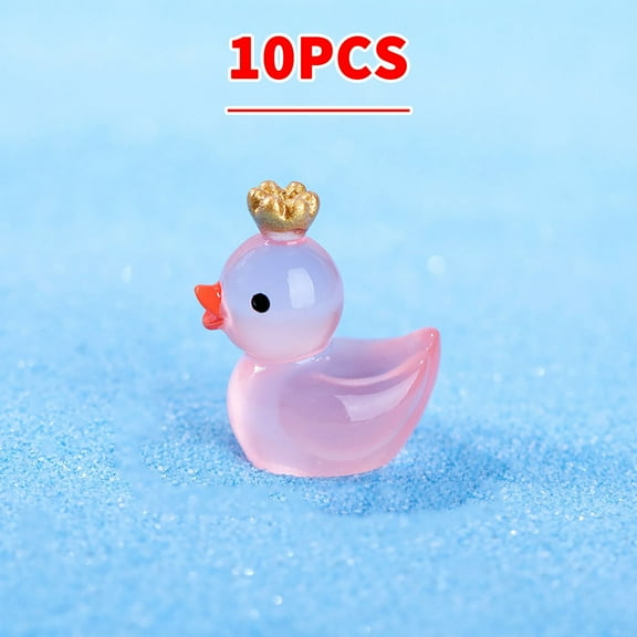 kkbbma under $5 10pcs Glow In The Dark Ducklings, 10-Piece Glow in The Dark Duck Figurines Set, Mini Crown Duckling Moss Aquarium Fish Tank Decor, Resin Ornament Accessories for Party Cake