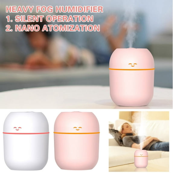 kkbbma under $5 2Pcs Smiling Face Humidifier, Face Cool Mist Humidifier,USB Desktop Humidifier for Bedroom Office,BabyNursery Humidifier,Air Moisturizer Diffuser,Quiet Personal Humidifier
