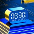 thumbnail image 1 of kkbbma under $5 3Pcs Bluetooth Speaker Clock, Wireless Bluetooth Speaker Alarm Clock, FM Radio Mini Portable Mirror Speaker, Digital LED Display Alarm Clock, Rechargeable Bedside Clock Speaker, 1 of 9