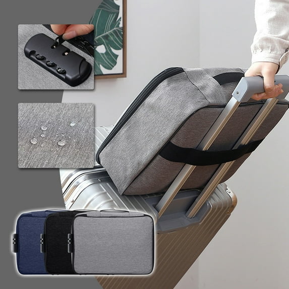 kkbbma under $5 3Pcs Travel Document Organizer With Lock, Large Capacity Document Passport Organizer Bag, Waterproof Fireproof Storage Case Lockable Zipper, Multi Layer Card Holder Travel File Pouch