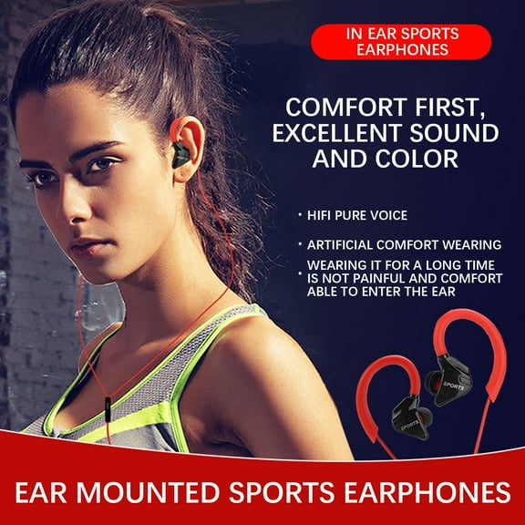 kkbbma under $5 3Pcs Wired Sports Earphones, Wired In-Ear Sports Earphones Microphone, Universal 3.5mm Stereo Headphones Phone, Ergonomic Ear Hook Design Running Gym, Tangles Free Durability