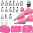 thumbnail image 1 of kkbbma under $5 4Pcs Cake Decorating Tips Set, 15-Piece Cake Decorating Tip Set, Piping Nozzles Bags Cream Scraper Kit, Baking Tools Cupcake Frosting, Reusable Pastry Decorating Supplies, 1 of 7