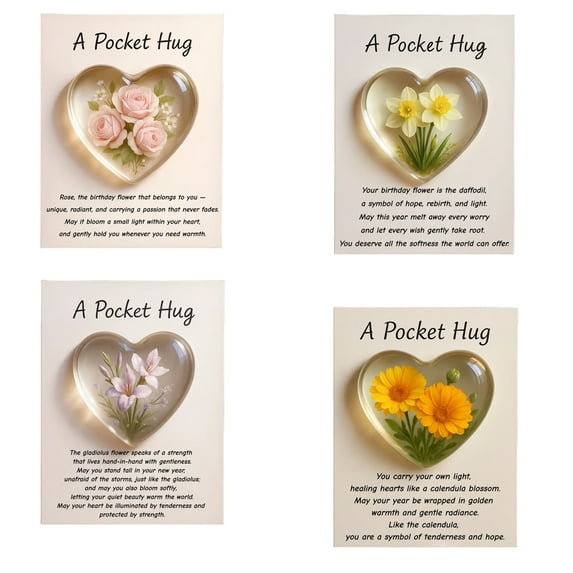 kkbbma under $5 4Pcs Floral Pocket Card, Flowered Pocket Gift Card,Decorative Greeting Card with Floral Pocket,Birthday Christmas Gift Card Holder,Sentimental Keepsake Card for Money