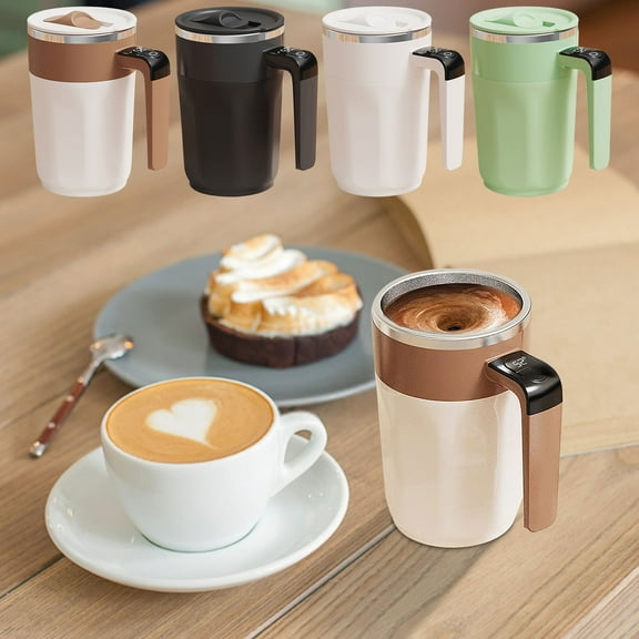 kkbbma under $5 4Pcs Magnetic Stirring Cup, Magnetic Stirring Cup Automatic Mixing Cup, Smart Temperature Control Coffee Cup, Portable Electric Milk Frother Cup, Travel Drink Mixer Cup