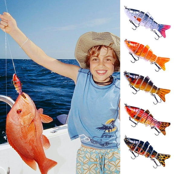 kkbbma under $5 5Pcs Fishing Lure, Multi Stage Fishing Lure, Sinking Swimbait, Hardened Fiber Lure, Lifelike Fish Bait, Hand Painted Lure, Realistic Action Lure, Stainless Steel Hooks, Bass Lure