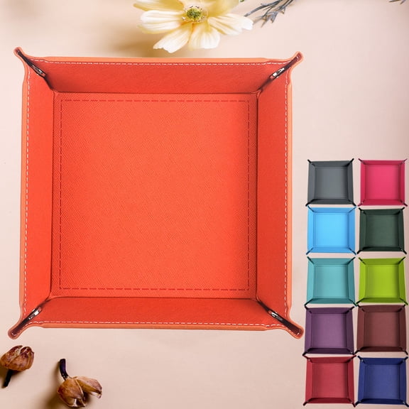 kkbbma under $5 7Pcs Leather Dice Tray, Leather Dice Tray, Four Corner Folding Game Dice Roller, Synthetic Leather Storage Tray, Tabletop Gaming Accessory, Portable Travel Dice Mat