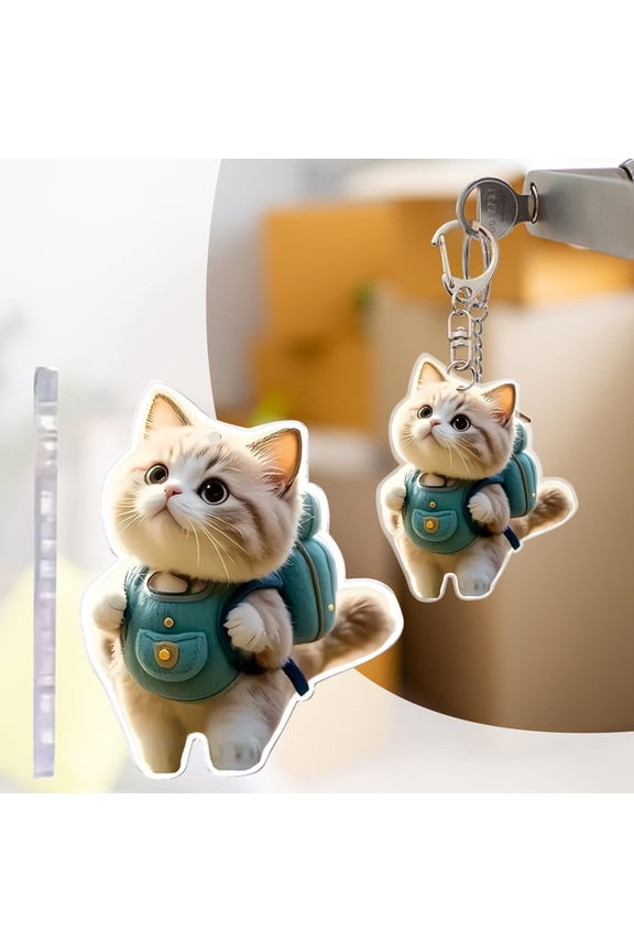 under $5 Acrylic Cat Keychain, Acrylic Cute Cat Keychain Pendant, 2D Flat Animal Keychain, Backpack Purse Keychain Charm, Cute Pet Keyring Accessory, Colorful Animal Keychain Decor
