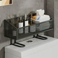 thumbnail image 1 of kkbbma under $5 Bathroom Floating Shelves Over Toilet - Shelf Above Toilet Storage Small Farmhouse Decor Shelves, Wall Mounted Wire Metal Bathroom Shelf Organizer, 1 of 6