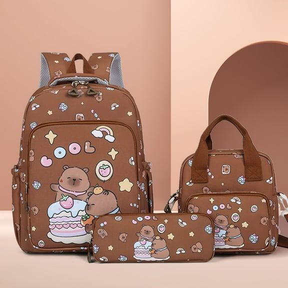 kkbbma under $5 Capybara Backpack, Capybara Cute Backpack forGirls, Elementary Study Teen Novelbag forKids, Cartoon Animal DesignChildren'sBackpack, Spacious Study Bag for Grades 3-6