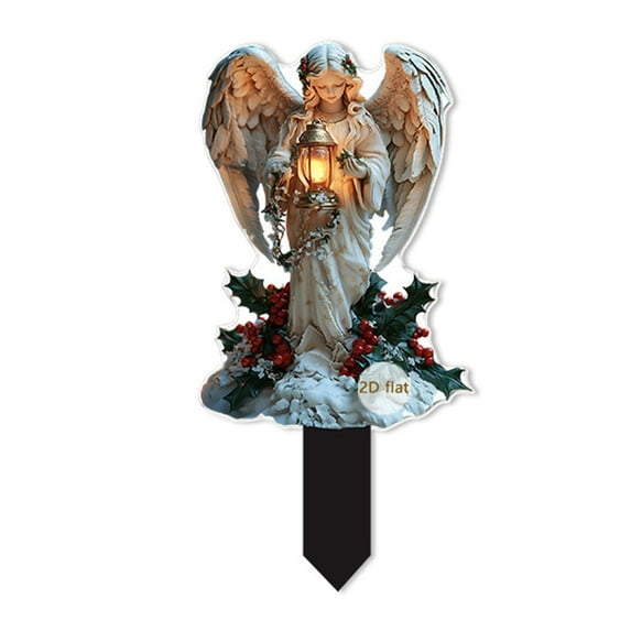 kkbbma under $5 Christmas Angel Yard Stakes, Christmas Angel Yard Stakes, 2D Acrylic Angel Decor, Outdoor Garden Holiday Decoration, Festive Patio Lawn Decor, Lantern Holding Angel Stake