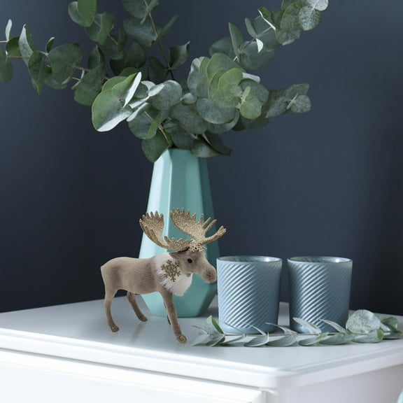 kkbbma under $5 Christmas Deer Decor, Christmas Moose Deer Decoration Statue, Artificial Wool Plastic Holiday Decor, Tabletop Mantel Christmas Ornament, Festive Home Party Decor