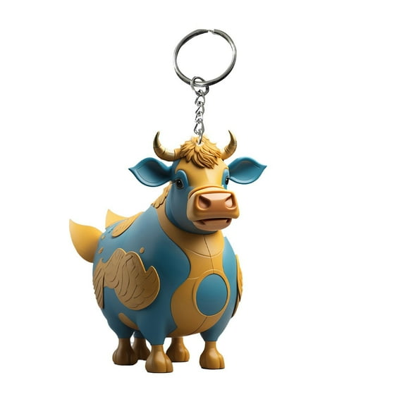 kkbbma under $5 Cow Keychain, 1 Piece Cow Pendant Keychain, Acrylic Highland Yak Key Ring, Cute Animal Decoration Keychain, New Series Cow Keychain, Bag Phone Decorative Accessory