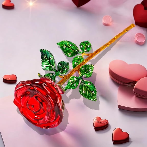 kkbbma under $5 Crystal Rose, Crystal Rose Ornament,Glass Eternal Rose Gift,Valentines Wedding Anniversary Gift,Romantic Home Desk Decor,Everlasting Flower Keepsake