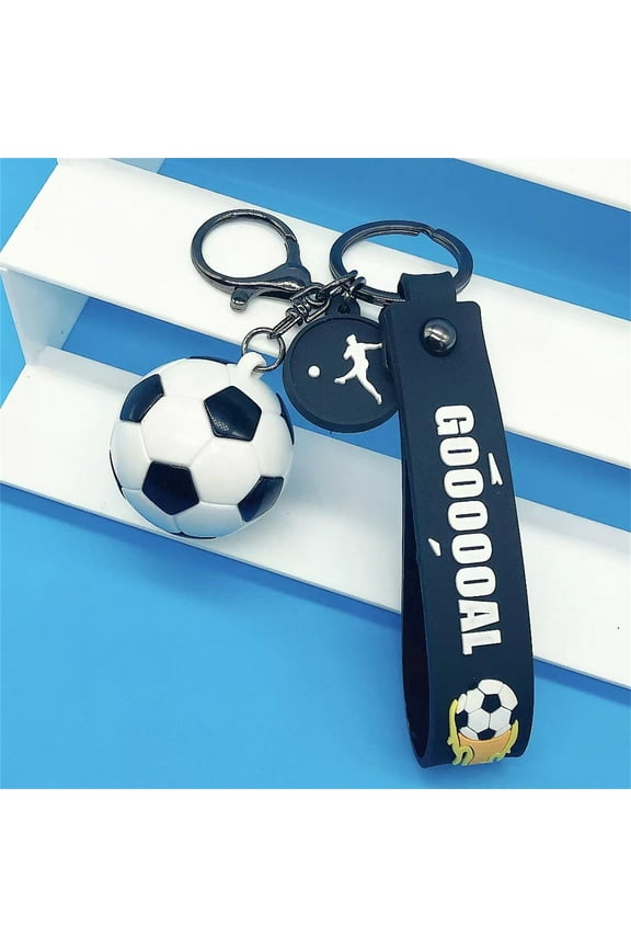 under $5 Football Keychain, Football Keychain, Soccer Ball Keychain Pendant, PVC Soft Football Keychain, Sports Theme Keychain, Football Fan Gift Keychain For Men