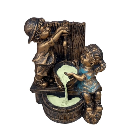 kkbbma under $5 Garden Statue, Boy Girl Garden Statue,ChildrenFireflies Water Feature Statue, Outdoor Garden Decor Sculpture, Patio Yard Art Statuary, Hand Painted Resin Fountain