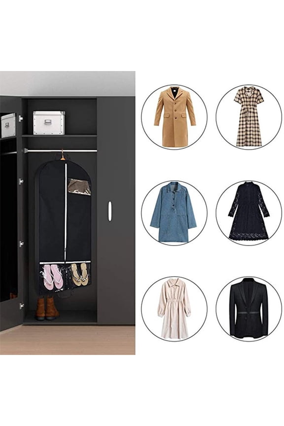 under $5 Garment Bags for Hanging Clothes, Suit Bags for Closet Storage, Suit Cover with Clear Window Suit Cover Bags Breathable Garment Covers for Suits/Shirts/Coats/Jackets